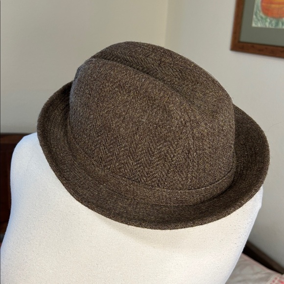 Vintage Stetson Equalizer Brown Tweed Herringbone Wool Blend Fedora size 7-7 1/8 - Picture 3 of 8